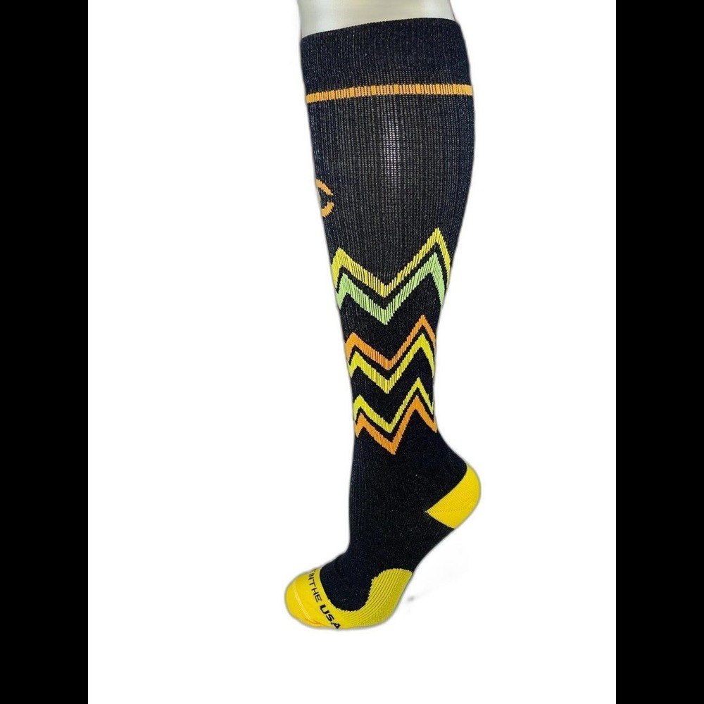 Womens Pro Compression Marathon Black Stripe Knee High Compression Socks sz S/M
